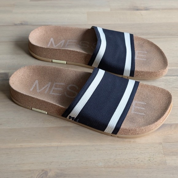 Messagerie Shoes - MESSAGE Mullen Slide Sandal -Black/Cream Size EU 39 (US 8.5/9)